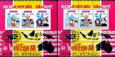 Indonésie 1988 Australie Monde Expo 2 S/S Sc#1346ab Cv $42.00 Déguisements