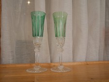 1 Flute à champagne  roemer cristal overlay vert Saint ST Louis Tommy  18.8 cm