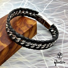 Bracelet WseSto cuir noir