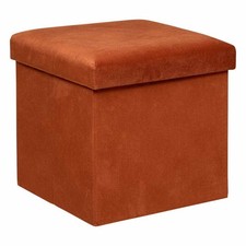 Pouf Coffre Pliable en Velours "Lilou" 38cm Terracotta
