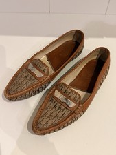 christan Dior  Oblique Logo with Suede Flat Shoes   Size 38.5  Nice  Brown 