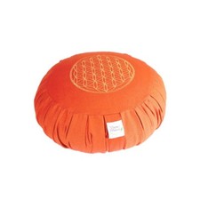 ZAFU - Coussin de méditation déhoussable portable yoga zen FLEUR DE VIE - orange