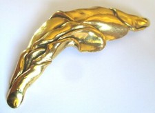 Sublime rare très grande broche TARATATA ancien bijou vintage couleur or 3211