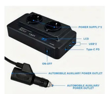 Convertisseur 200W 12V DC à 220V AC pour voiture – Prise allume-cigare USB