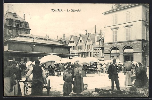 Cpa reims marché 1905 - le,
