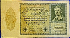 Billet de 10 000 marks Empire du Reich allemand 1922 - République de Weimar