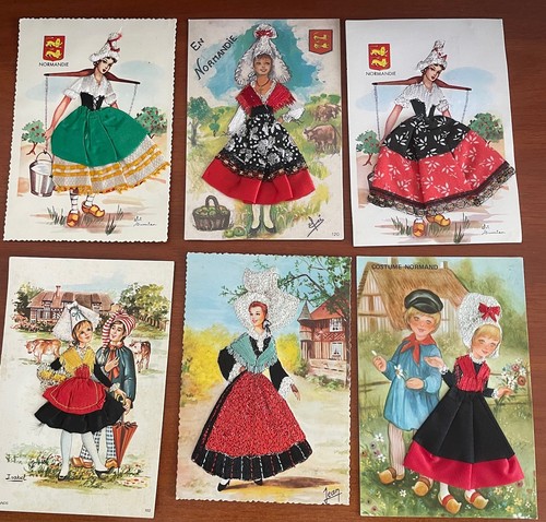 Cartes postales tissus brodees - cartes,