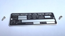 Plaque constructeur MOTO HONDA - HONDA vin plate