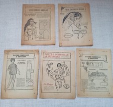 LOT de 5 PATRONS DE COUTURE ET BRODERIE 1958/1959 "NOTRE CORBEILLE A OUVRAGE"