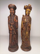 Statuette de couple asiatique en résine vintage 23 cm, année 60-70