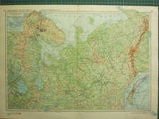 1955 Grand Russe Carte ~ Russie Ural Sibérie Neuf Zemlya Finlande