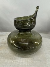 RARE SHAPE CHRISTIAN TORTU STUDIO ART GLASS SIGNED MUSHROOM VASE GREEN