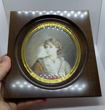PORTRAIT MINIATURE PEINTURE ANCIENNE SUR PORCELAINE EPOQUE NAPOLEON 3 - 19ème