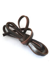 1 M - 1 METRE FIL LACET CORDON PLAT vrai CUIR CHOCOLAT et BRUT 5 x 1,5mm