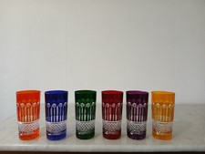 6 verres en cristal de couleur H 14CM 34CL(décor STYLE tommy de st louis )
