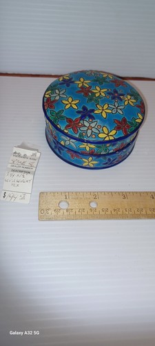 Longwy lidded jar round with