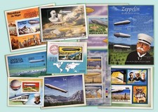 BLOC-FEUILLET  " dirigeables Zeppelin" lot de 10 blocs-feuillets très bon état