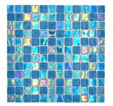 Pâte de Verre Carreaux Mosaique Petit Couleur Arc en Ciel Irisé Turquoise Bleu