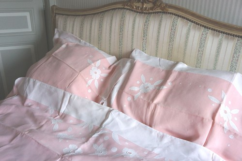 Parure lit rose lin - parure, de