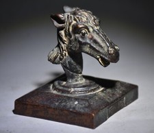 6cm Chine antique bronze zodiaque cheval tête timbre sceau
