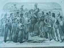 Gravure 1866 - L'armée anglaise des Indes Les cipayes à cheval et à pied