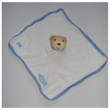 Doudou plat ours blanc bleu