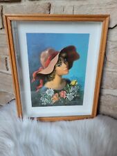 ? JOLI PETIT TABLEAU CADRE FEMME FLEUR VINTAGE RELIEF 3D COLORÉ VICENTE ROSO ?