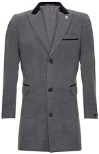 Hommes 3/4 Gris Long Manteau Veste Tweed Chevron Manteau à Pic Blinder