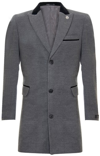 Hommes gris long manteau - hommes, 3/4