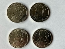4 Pièces 10 francs Jimenez 1986 - Monnaie Marianne martiale & coq gaulois