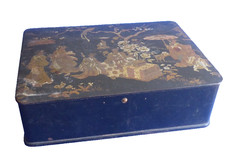 grand coffret boite En papier mâché Fin 19ème Siècle Asiatique 27cm x 21cm x 8cm