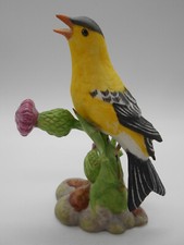 FIGURINE OISEAU / CHARDONNERET JAUNE EN PORCELAINE / BISCUIT FRANKLIN MINT