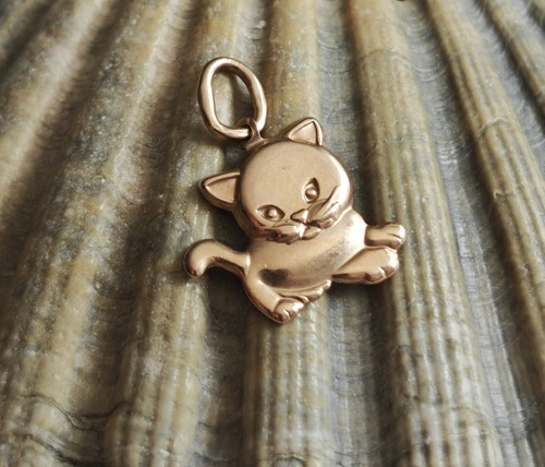 Pendentif chat vintage 585 - pendentif,