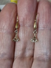 Boucles D'oreilles, Dormeuses Anciennes Or 18 Cts, Perle Fine, 0,80grs