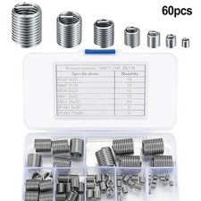 Kit de réparation de filetage 60 pièces avec hélicoptères en acier inoxydabl