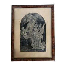 ANCIEN TABLEAU SOIE TISSEE  VIERGE A L'ENFANT NEYRET FRERES SAINT ETIENNE 