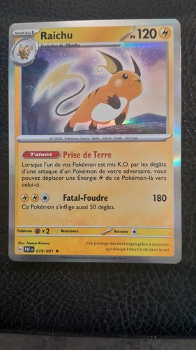 Carte pokémon raichu - pokémon, 019/091