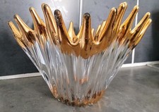 Vintage 60/70 design rétro Belle coupe corbeille en cristal et dorures C28