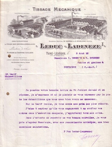 Yvre leveque lettre leduc - leveque,