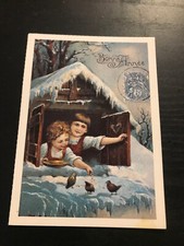 CARTE POSTALE CP/ ENFANT/ CHALET/ OISEAU/ BONNE ANNEE/ COLLECTION MARIE CLAIRE