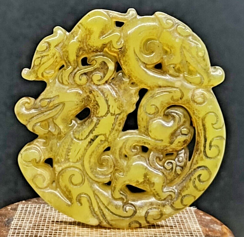 Ancien pendentif dragon - , jade