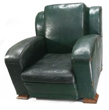 Fauteuils club en cuir vert