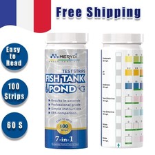 MERYDI 7-en-1 Bandelettes Test Aquarium pH, Bac à Poissons, Eau Douce(100 pièce)