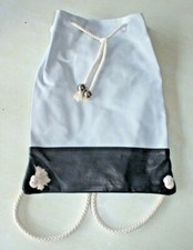 Sac à dos neuf en cuir bleu clair et noir Genuine Leather (sg) 