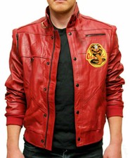 Veste Cobra Kai Pour Hommes Karate Kid Johnny Lawrence En Cuir Rouge Réel