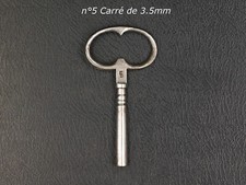 Ancienne Clé de Pendule Clef d'Horloge, oeil de boeuf, n°5 Carré de 3.5mm