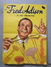 Affiche ancienne Jazz Fred Adison Et Son Orchestre baguette chef jaune