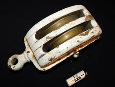 SUPERBE TRES GRANDE ANCIENNE POULIE à DOUBLE REA en BRONZE MARINE NATIONALE