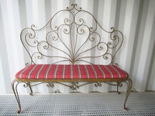 ANCIENNE BANQUETTE A DOSSIER EN FER FORGÉ-DE PIER LUIGI COLLI-ITALIE-ANNÉE 50-N1