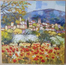 Tableau huile sur toile  - Provence - 50 X 50 - Claude Carvin